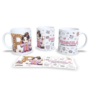 Imagem de Caneca Personalizada Amanda, Design Dorama, Anime Kawaii, Cerâmica Branca, com Ilustração de Personagem (P)