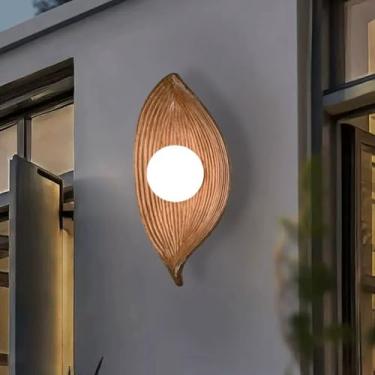 Imagem de Luminária de parede retrô em resina, estilo wabi-sabi, com cúpula redonda em formato de lua, design vintage industrial, iluminação LED para ambientes internos, ideal para sala de estar, quar