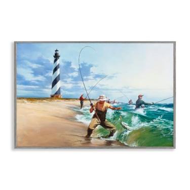 Imagem de Stupell Industries Cape Hatteras Fishermen White Framed Giclee Art, design by Wind River Studios, 12 x 18