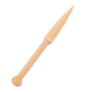 Imagem de Ymiko Vara de Bobina de Madeira, Agulha de tricô de Cabeça única para Projetos de Tecelagem e Tear Artesanal, Ferramenta Manual de Madeira de Faia de 7 ", Acabamento Natural e Liso