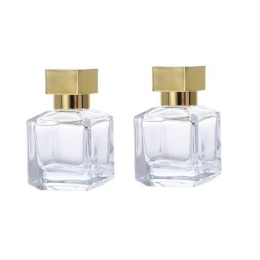 Imagem de Gyaxiang Pacote com 2 frascos de spray de perfume atomizador de vidro, frascos de spray vazios recarregáveis de 50 ml para viagens, recipientes pulverizadores de névoa fina para óleos essenciais