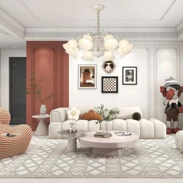 Imagem de Lustre de estilo rústico E27, luminária de teto decorativa semi-embutida com 8 lâmpadas, design retrô em ferro com formato de flor, ideal para quarto, sala de estar, restaurante, bar ou club