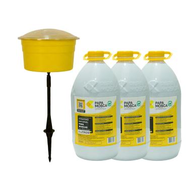 Imagem de Armadilha + Atrativo Papa Mosca Captura Atrai Mata Mosca Com Suporte 5 á 20 Litros Jt Home (15 LITROS)