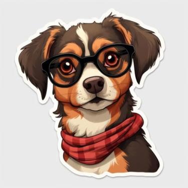 Imagem de Adesivos de Animais para Quarto Infantil Decorativos Kawaii Cães Fofos e Coloridos 30x30cm