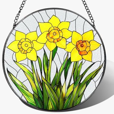 Imagem de Vitral para pendurar, coletores de sol de 20 cm, captadores de sol para janelas, decoração de casa e Natal, Dia das Mães, aniversário, presente para mulheres, presentes de flores de nascimento - março
