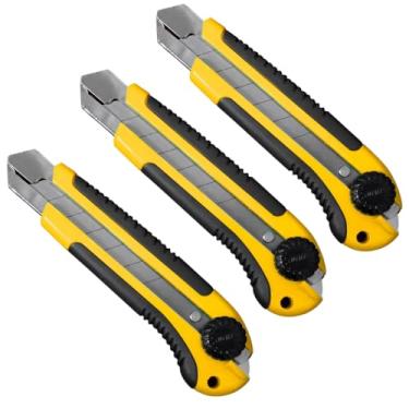 Imagem de Estilete Profissional 25mm Com Trava Giratória e Lâmina | 03 Un