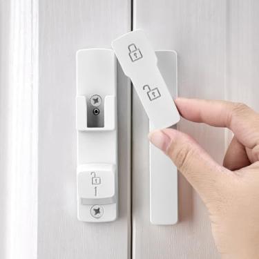 Imagem de INIRET Fechadura de porta de celeiro branca de 180 graus, ferragens para fechaduras, fechadura de porta de liga de zinco, protege a privacidade, para porta de celeiro, armários, janelas, jardim