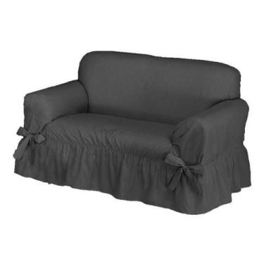 Imagem de Capa De Sofá 2 Lugares Avulso Gorgurão Maquinetado - Grafite - Campari
