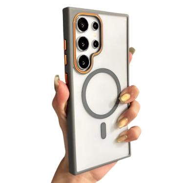 Imagem de Capa protetora transparente de luxo à prova de choque para Samsung Galaxy S25 S24 Plus S23 Ultra com revestimento magnético, cor cinza, para Galaxy S24