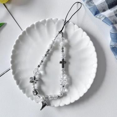 Imagem de Charmoso cordão de contas com alça de pulso chaveiro de célula estética berloques fofos para mulheres, One Size, Resina, resina