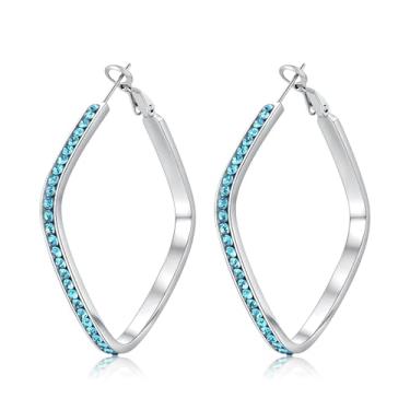 Imagem de CiNily Brincos geométricos de argola grande para mulheres adolescentes hipoalergênicos de aço inoxidável brincos quadrados de zircão cúbico multicolorido, argola média, joias banhadas em ouro, prata