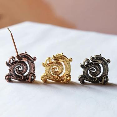 Imagem de Feng Shui Dragão Chinês de Cobre Criativo Retrô Suporte de Incenso Doméstico Linha Interior Queimador de Incenso Decoração de Casa (Dourado)