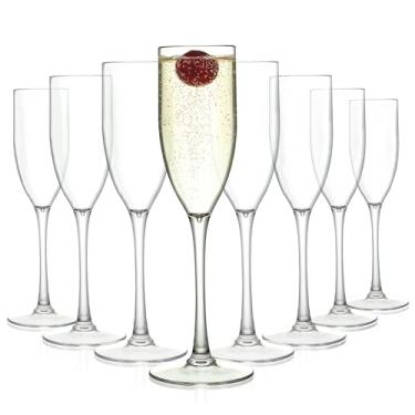 Imagem de SIBAO 8 peças de taças de champanhe de acrílico, taças inquebráveis de 170 g, copo reutilizável para casamento, aniversário, festa, bar