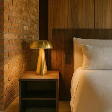 Imagem de Luminária De Mesa Abajur Cogumelo Minimalista Dourado