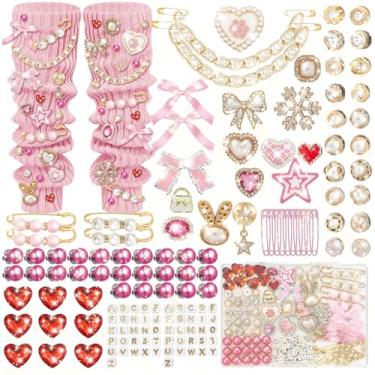 Imagem de Kit de 139 peças de amuletos de meias de lixo, broches e alfinetes para mulheres, pingentes de sapato com pinos de segurança de pérola e botões de broche, acessórios para meninas adolescentes DIY para