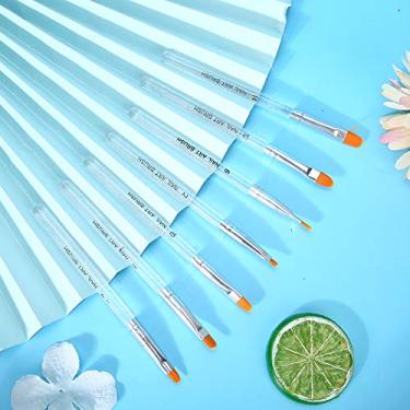 Imagem de Cryfokt Conjunto de Pincéis Transparentes para Arte Em Unhas, 7 Peças, Nylon Resistente, Pintura de Unhas, Desenho, Caneta Gel Uv para Uso Doméstico (Transparente)