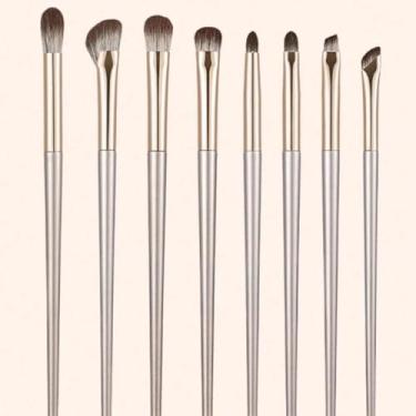 Imagem de 8 pincéis de maquiagem, pincel de polimento de base, corretivo, ferramentas de maquiagem, cabo longo, base oblíqua, pincel de maquiagem
