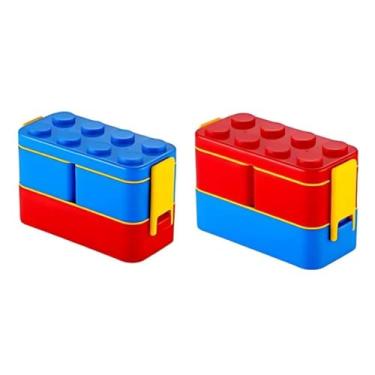 Imagem de Lancheira Infantil Blocos de Montar – Marmita Escolar Divertida com 3 Compartimentos Livres de BPA | Organização e Criatividade em Cada Lanche