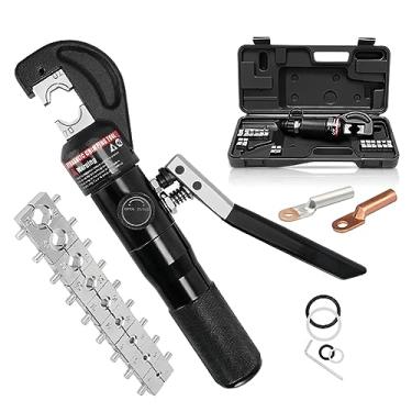 Imagem de Crimpador de cabo hidráulico - Ferramenta de crimpagem de fio terminal elétrico de 4 mm2 a 70 mm2 com 9 matrizes, mola de retorno automático - Perfeito para terminação de terminação de terminação de