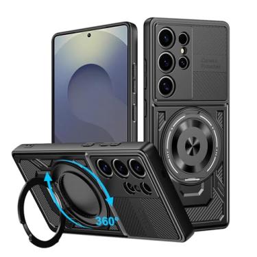 Imagem de Capa para Samsung Galaxy S25 Ultra 5G, Gase de telefone para Samsung S25 Ultra com Mag-Safe, capa protetora híbrida de proteção militar TPU com suporte de anel de metal de 360°, capa S25 Ultra à prova