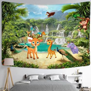 Imagem de Tapeçaria Animal Forest Cartoon Deer 150x100cm de fibra de poliéster -