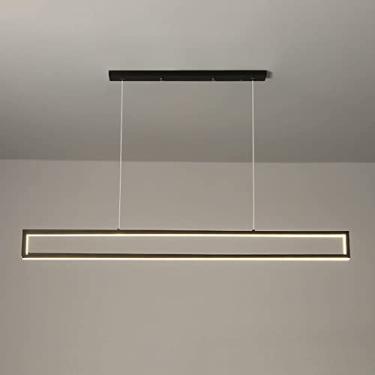 Imagem de Luminária pendente linear, luminária suspensa retangular de metal com cúpula de silicone, lustre LED moderno - 35W, luminárias de suspensão para iluminação de restaurantes, luminárias penden