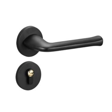 Imagem de VTGVVVTR Fechadura de porta minimalista magnética silenciosa de madeira maciça liga de zinco engrossada para quarto fechadura de porta interior de escritório apartamento (SP363 liga de zinco preto)