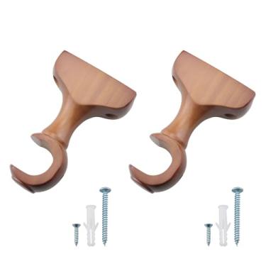 Imagem de TAODAN 2 peças de suporte de varão de cortina com parafusos de montagem, suporte de madeira, cabeça decorativa diâmetro interno 29 mm/1,14 pol