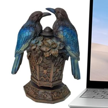 Imagem de Luminária de Mesa Pássaro,Decoração com Luz de Ambiente de Animal em Resina,Estátua Pássaro Luminária de Escritório | Para Quarto Sala de Estar Mesinha de Cabeceira Canto