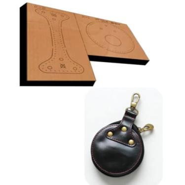 Imagem de YJIUYUANQ Molde de artesanato de couro, perfurador e cortador de madeira para minibolsa, porta-cartões, capa de lente