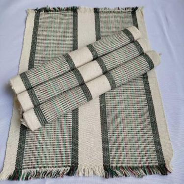 Imagem de Jogo Americano Natal 4 Peças Algodão Artesanal Tear Manual - Mesa Posta Rústica Elegante (Verde)