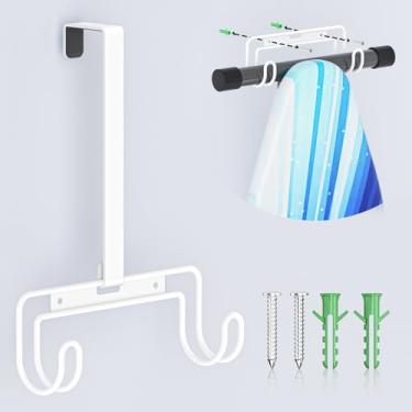 Imagem de Suporte para tábua de passar sobre a porta e parede com gancho removível, suporte de tábua de passar a ferro de metal organizador rack de parede para forma de Y e T (branco)