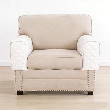 Imagem de Pacote com 2 capas de braço de sofá, capa de apoio de braço para cães, resistente à água, para cadeira e sofá, capa de braço de sofá com 3 bolsos para protetor de braço de sofá para gatos de estimação