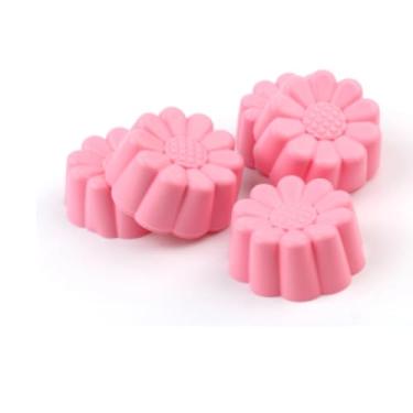 Imagem de Conjunto 12 Forminhas Moldes De Flor Girassol 5x3x2cm Silicone Bolos Pudins Muffin Forma De Cupcake(2 EMBALAGENS (24 UNI))