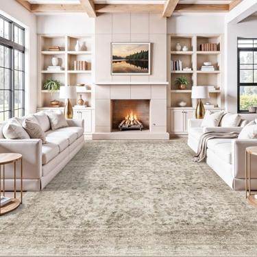 Imagem de Tapetes laváveis, tapetes de área de 25 x 35 cm para sala de estar, tapetes ultramacios para quarto/sala de jantar/sala de conferências - Tapetes antiderrapantes resistentes a manchas, piso