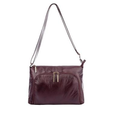 Imagem de Bolsa de couro liso tiracolo Ninna - Andrea Vinci, Marsala