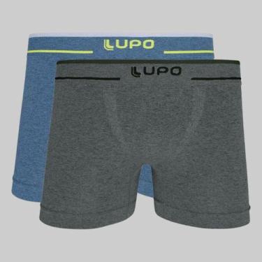 Imagem de Kit 2 Cuecas Lupo Boxer Fio Texturizado Plus Size 17800, Azul, Cinza, 