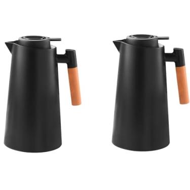 Imagem de Garrafa Térmica Com Termômetro Garrafas De Térmica Vacuum Jug Água(Preto 2PCS)