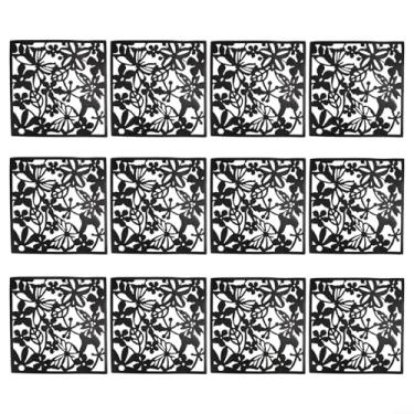 Imagem de Conjunto de 12 painéis de divisória de quarto suspensos ocos telas decorativas de plástico para privacidade fácil instalação circulação de ar para sala de estar quarto estudo hotel bar 40 x 40 x 01 cm
