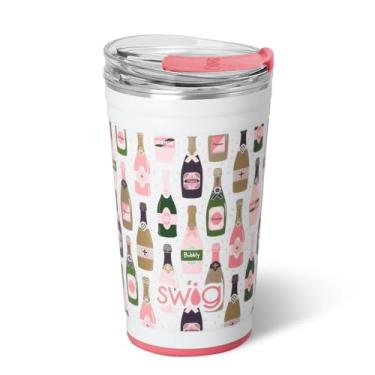 Imagem de Swig Life Copo de festa de 680 g, copo de café empilhável isolado para viagem com tampa EZ Slider, suporte de copo para viagem, copo de aço inoxidável de 680 g, caneca reutilizável (borbulhante)