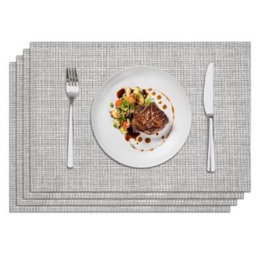Imagem de Privalace 45,7 x 30,5 cm, conjunto de 4 tapetes de mesa antiderrapantes laváveis de PVC com padrão clássico, resistente ao calor e a manchas, ideal para cozinha doméstica, refeições diárias, festas