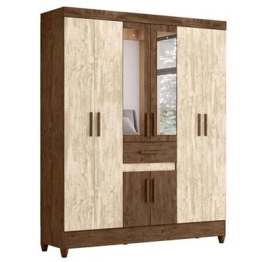 Imagem de Guarda Roupa Casal Portugal 8 Portas Castanho Wood Avelã Wood com Espe