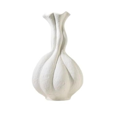 Imagem de KEG801302 Vasos para flores, vaso de cerâmica vintage com arranjo de flores brancas puras de renda, ornamento irregular, vaso decorativo para casa