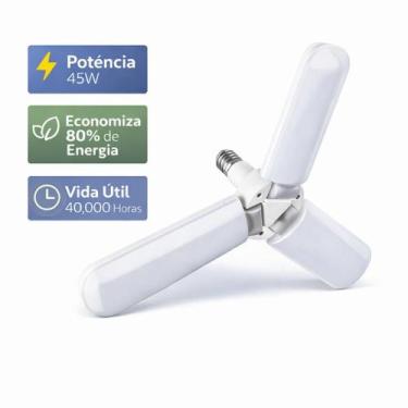 Imagem de Lâmpada LED 45W com 3 Hélices Dobráveis Base E27, Branco Frio 6500K, I