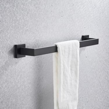 Imagem de Conjuntos de ferragens de banheiro suporte de papel higiênico preto toalheiro gancho de roupão conjuntos de ferragens de banho acessórios suporte de parede, toalheiro longo B