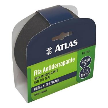 Imagem de Fita Adesiva Antiderrapante 50mmx5m Escada Piso Preta Atlas