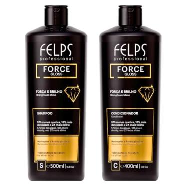 Imagem de Kit Shampoo+Condicionador Tratamento Reparador Force Gloss Força e Brilho Capilar Restauração Para Cabelos Danificados Marineplex + Ácido Glicólico 400/500ml