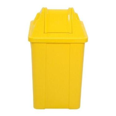 Imagem de Lixeira Quadrada De Plástico Com Tampa Vai Vem 100 Litros Cor:Amarelo 