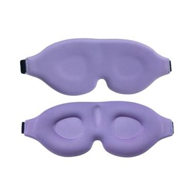 Imagem de Máscara de dormir contornada em 3D para pessoas que dormem de lado e de costas com bloqueio de luz completa zero pressão respirável cobertura para os olhos de viagem (Roxo)