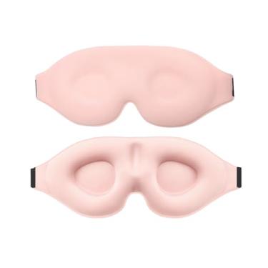 Imagem de Máscara de dormir contornada 3D para dorminhocos laterais e traseiros bloqueio de luz completa zero pressão respirável cobertura para os olhos para viagem (rosa)